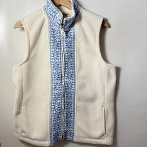 L.L. Bean fleece vest Nordic print White and Blue fair isle Vest size medium